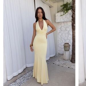 Chic Spark Halter Maxi Dress Yellow